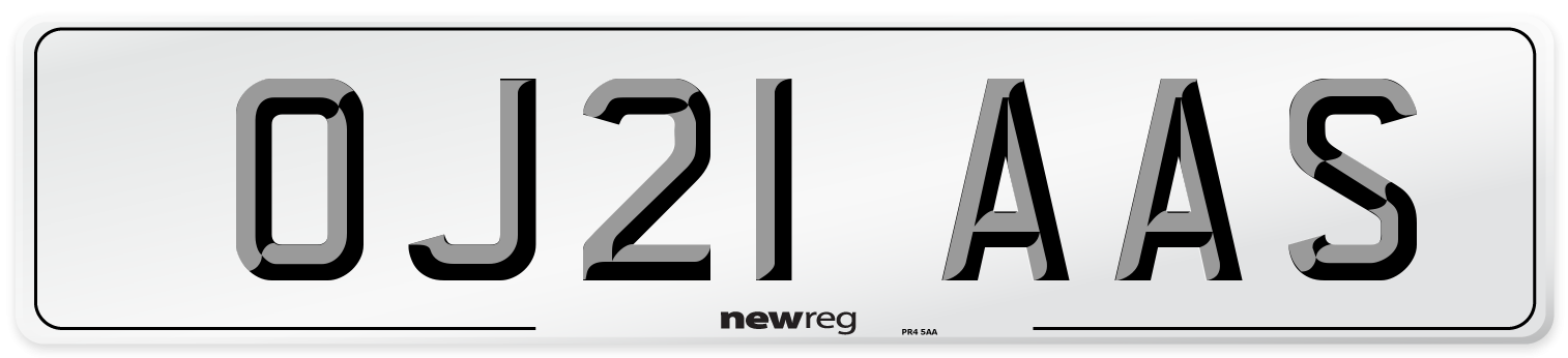 OJ21 AAS Number Plate from New Reg